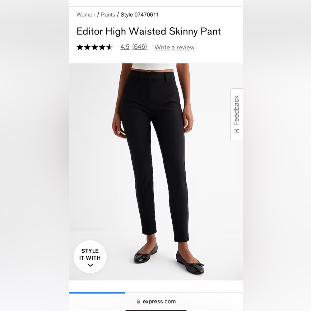 Express black skinny leg work pants trousers